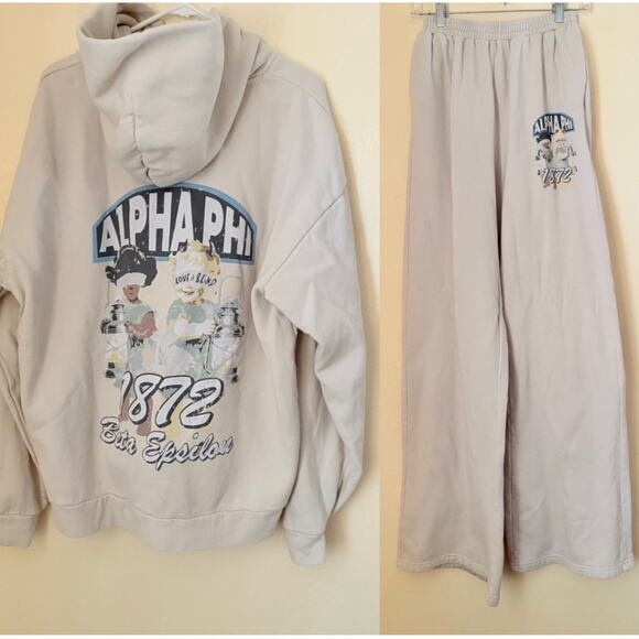 The Hang Loose Hut Women's Alpha Phi 1872 Hoodie & Sweatpants Set XL - Picture 1 of 13